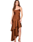 Satin Ruffle String Dress front