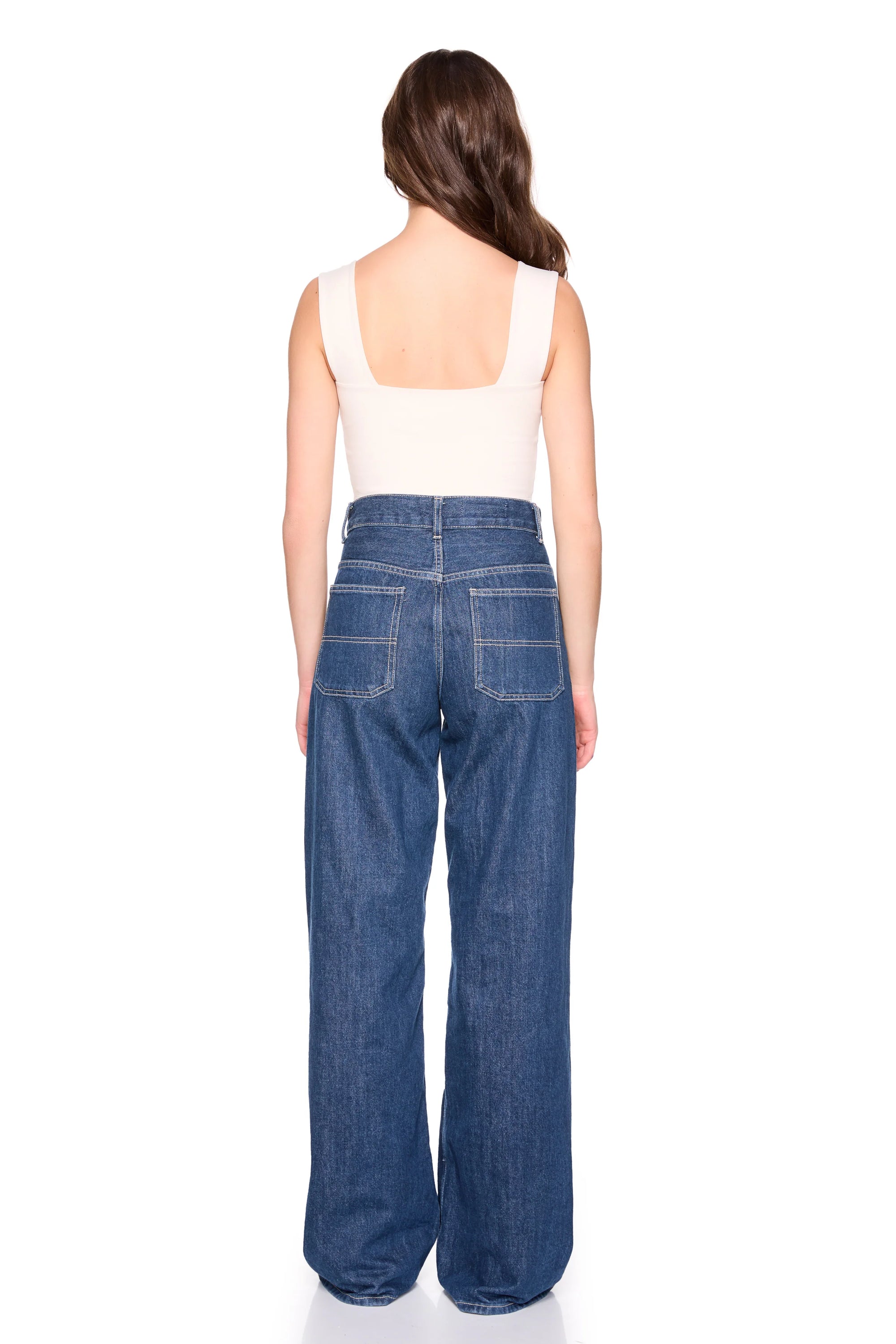 Wide Strap Crop Top in Blanched Almond back