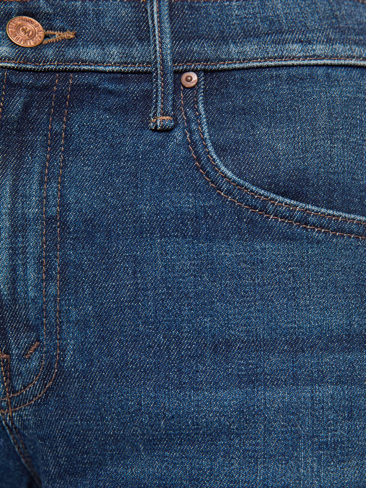 Close up of jeans whiskering wash