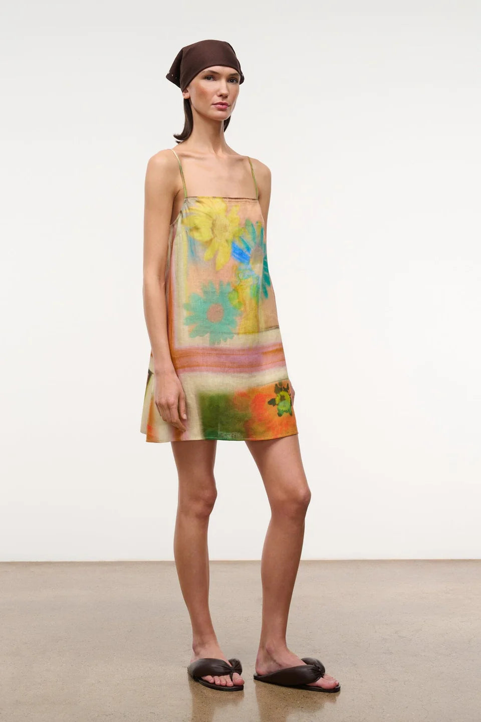 Laura Linen Mini Dress full body front/side