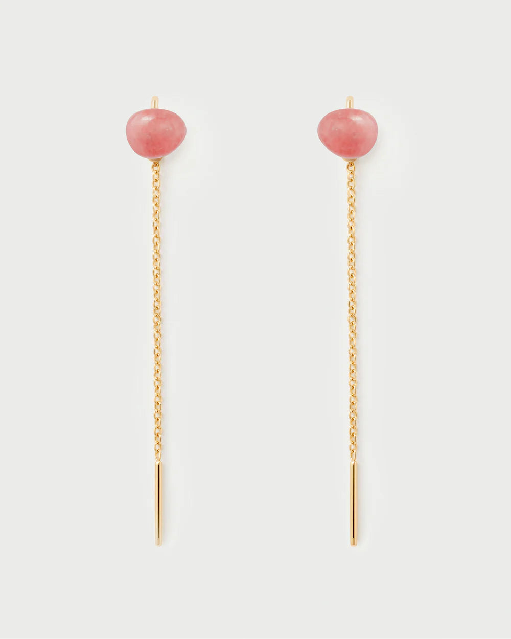 Rhodochrosite Lyra Earrings side by side