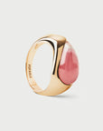 Rhodochrosite Luna Stamp Ring side view