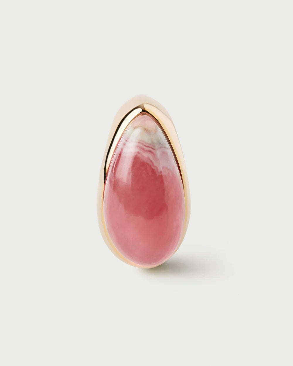 Rhodochrosite Luna Stamp Ring stone detail