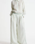 Wilson Pinstripe Pant and Lanette Pinstripe Blouse front