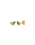 Olivia Green Cluster Stud Earrings front and side view