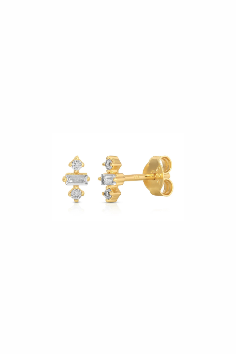 Dory Diamond Earrings front and side view