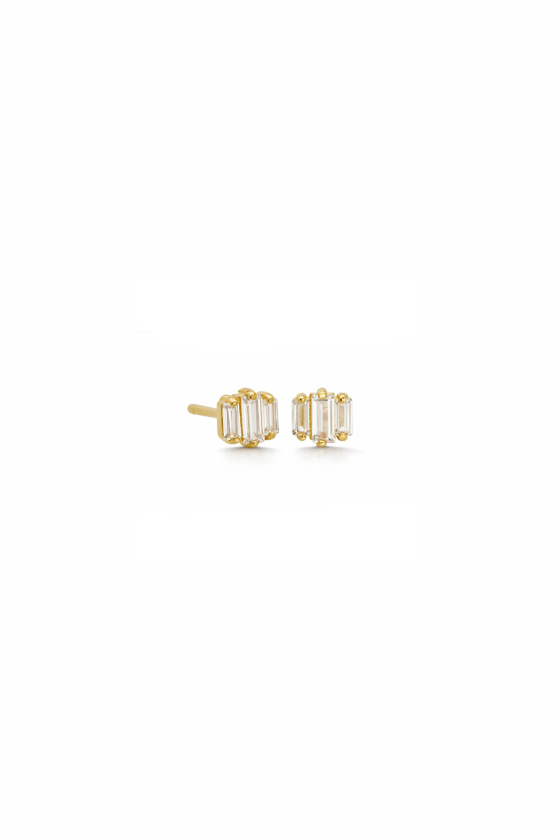 Deco Baguette Trio Studs side by side