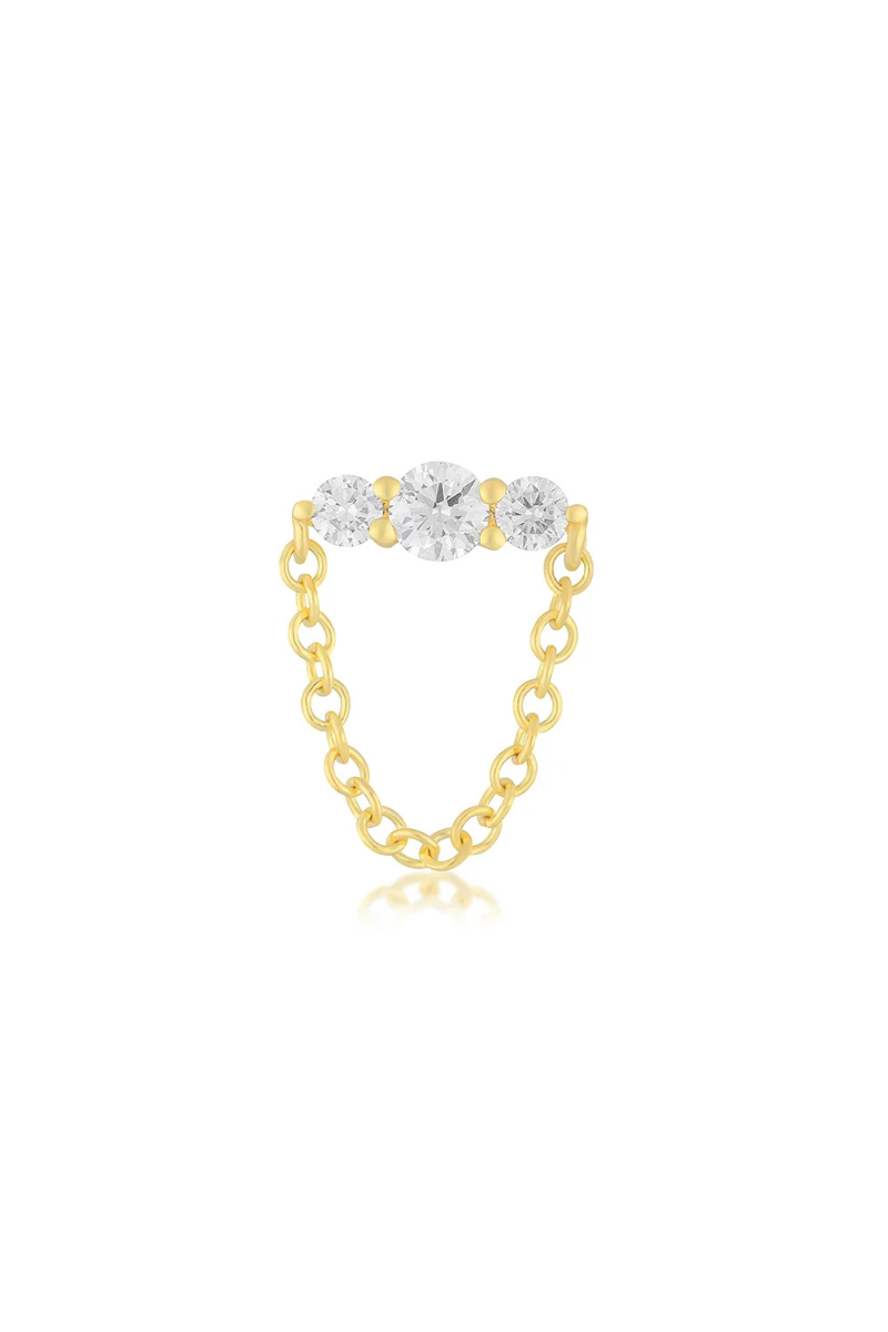 Single Graduated Diamond Bar Chain Stud Earring front