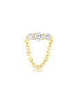 Single Graduated Diamond Bar Chain Stud Earring front