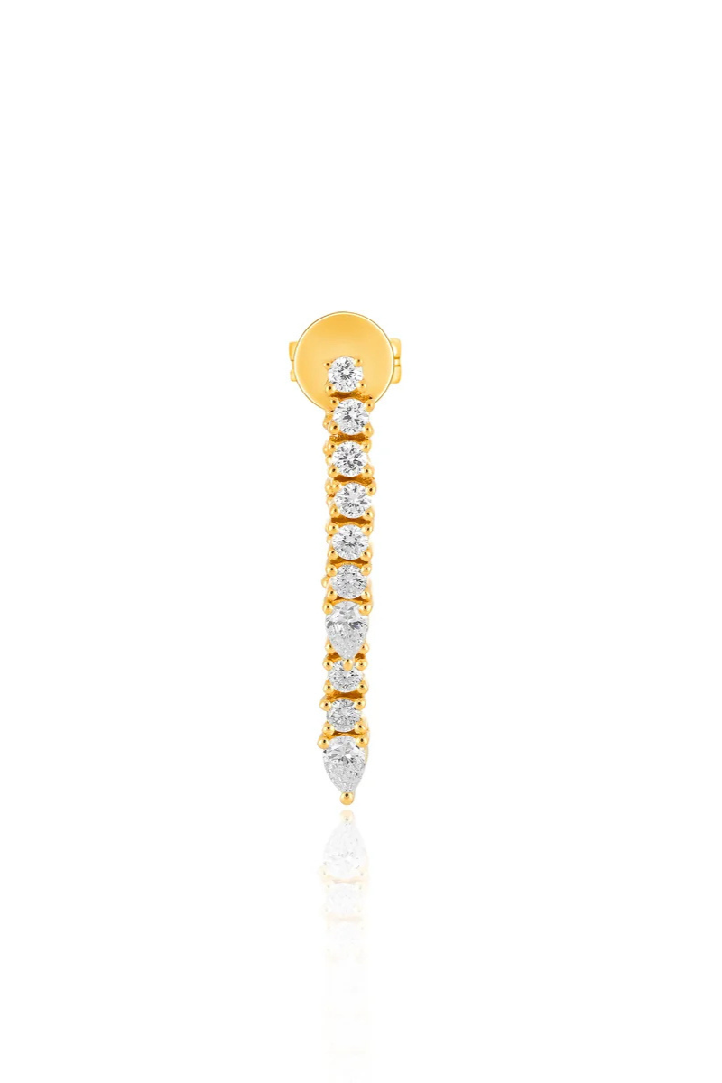 Single Diamond Teardrop Fringe Earring front