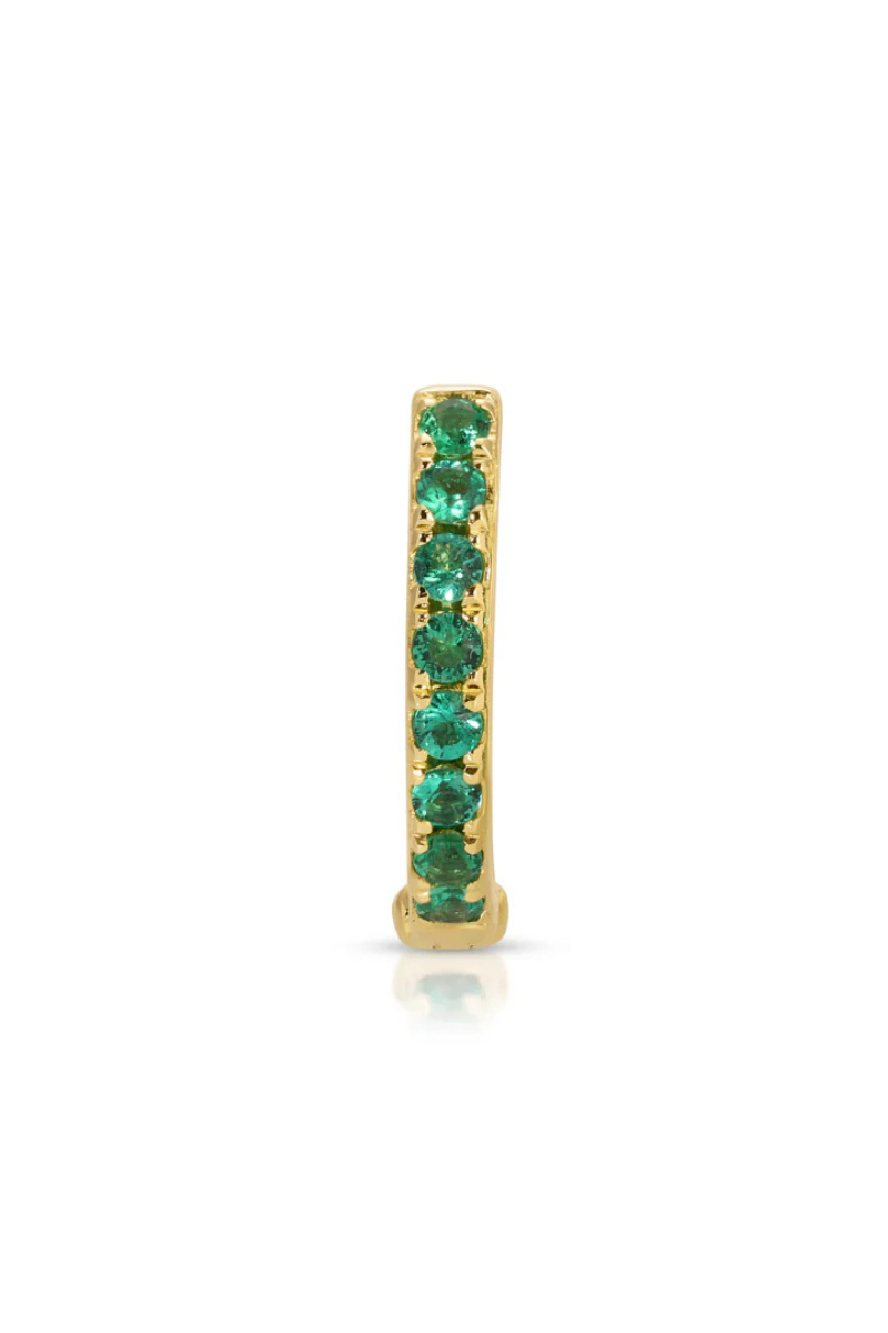 Single Reversible Diamond And Emerald Mini Huggie Earring emerald side