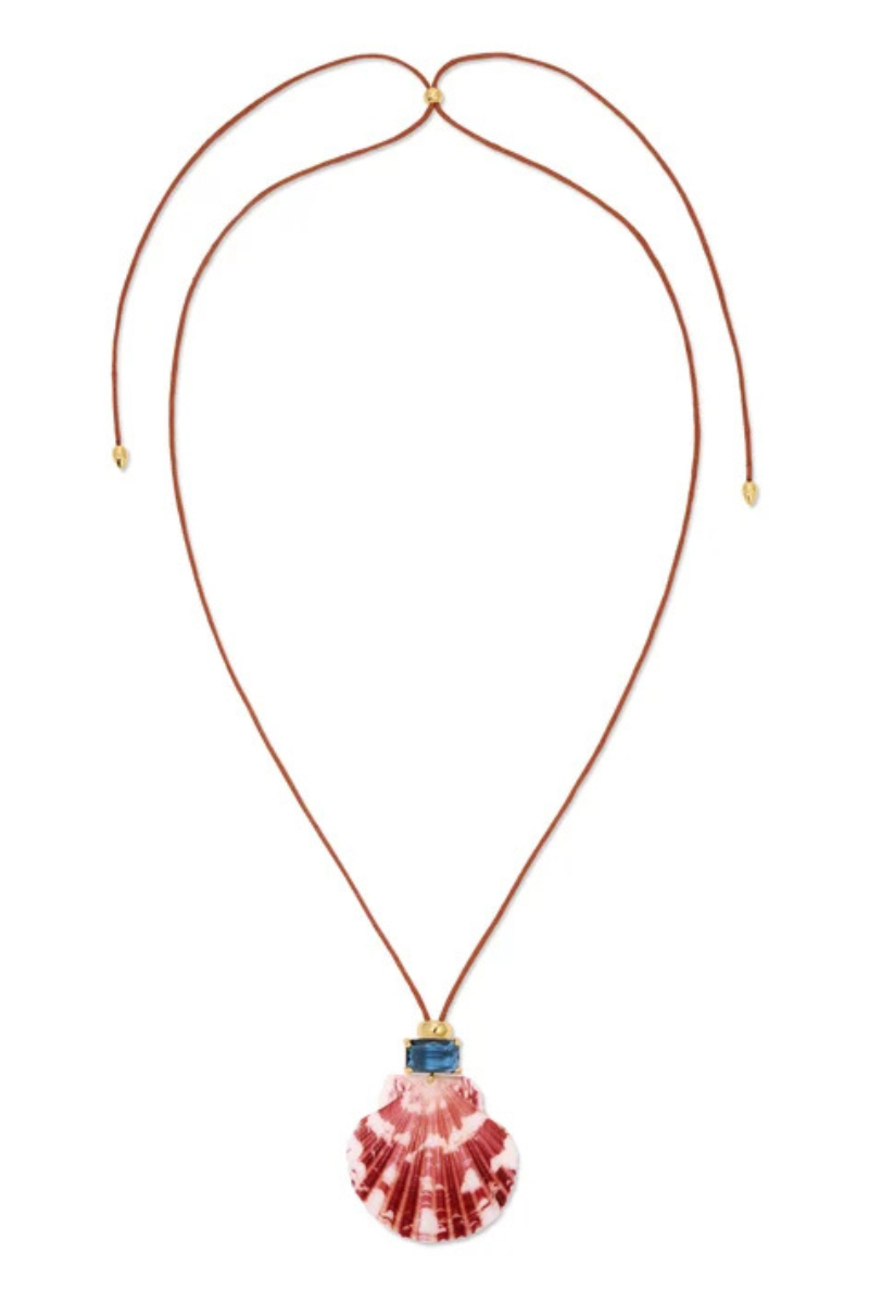 Dolce Mare Teal Shell Cord Necklace by itself