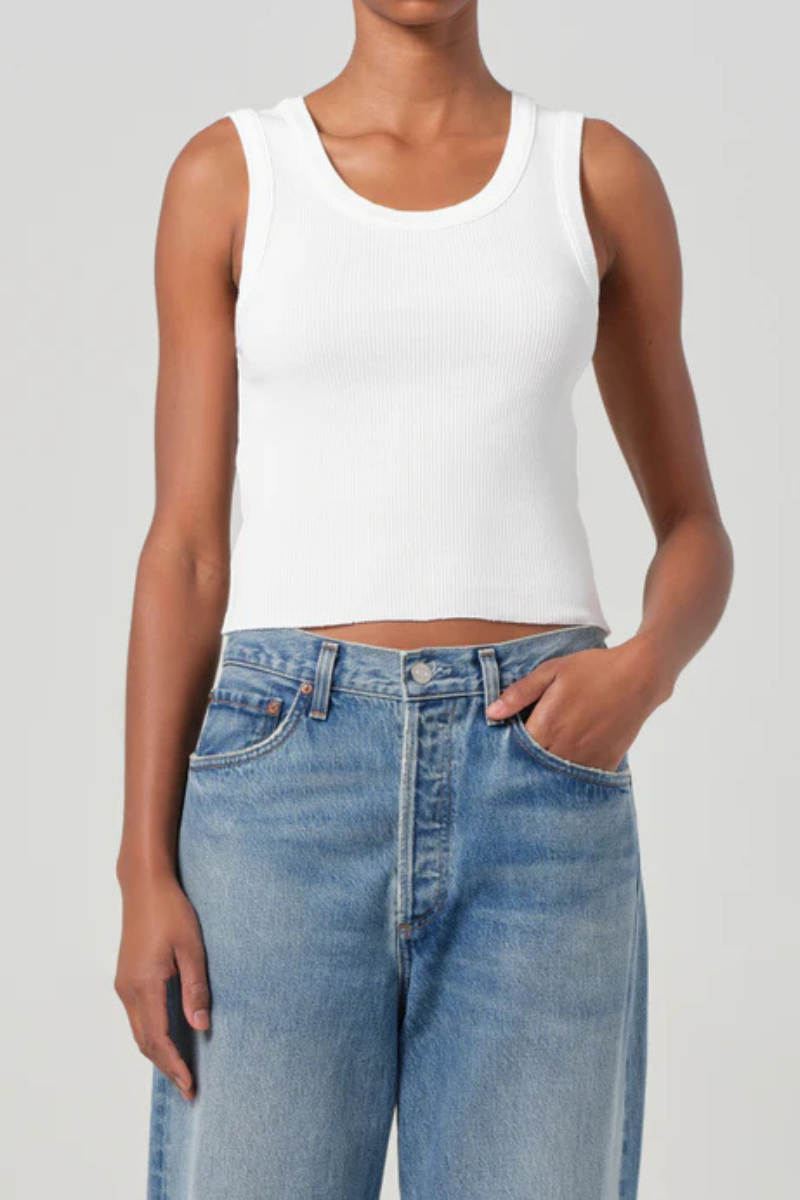 Agolde Shrunken Poppy Tank White front