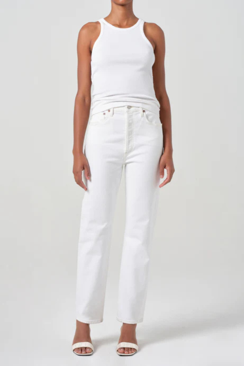 Agolde 90s Pinch Waist High Rise Straight in Marshmellow front