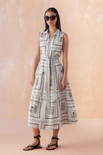 Omika Emiline Maxi Dress front, with belt
