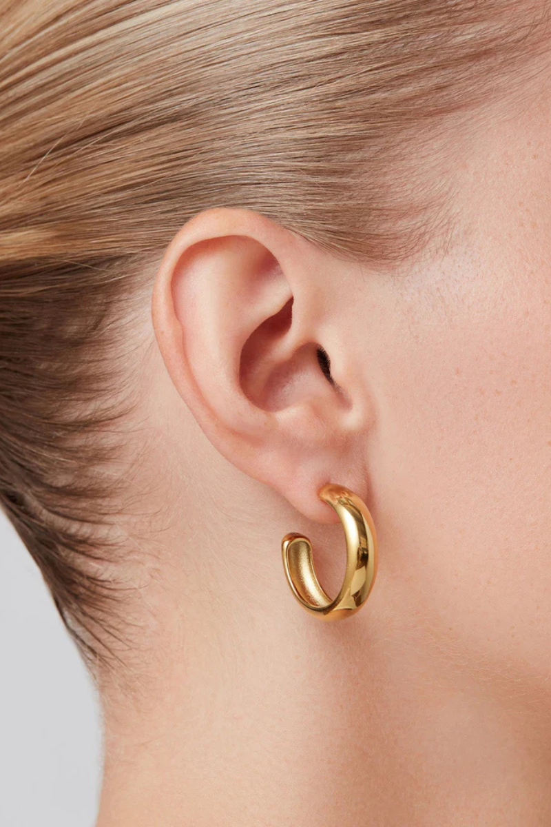 Jenny Bird Staple Hoops Medium on ear