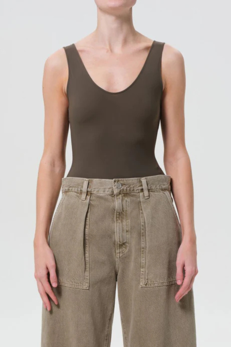 Agolde Tora Tank Bodysuit Grove front
