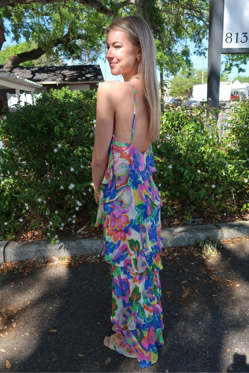 Amanda Uprichard Poise Halter Maxi Dress side/back