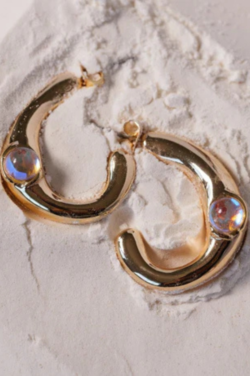Leeada Lune Earrings Moonstone close up