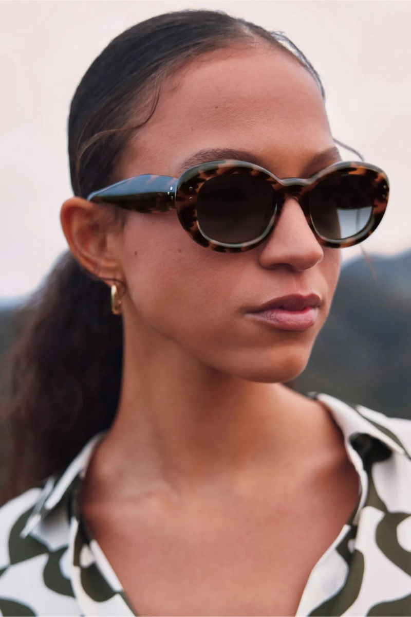 Krewe Margaret Venezia Sunglasses on model looking right