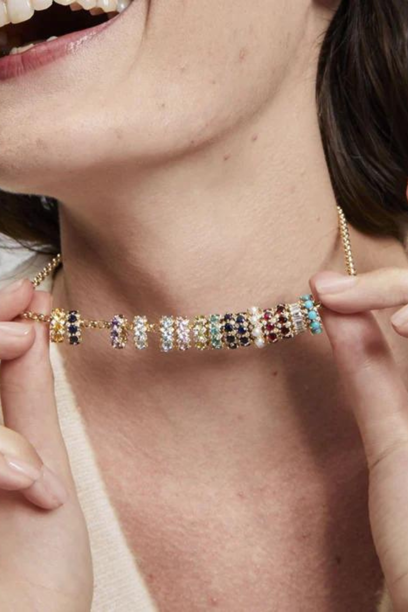 Adina Reyter Turquoise + Diamond Rounds Big Bead with other beads