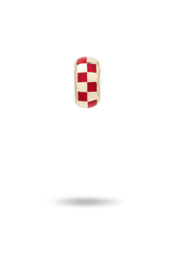 Adina Reyter Red Ceramic Checker Bead Mini front close up