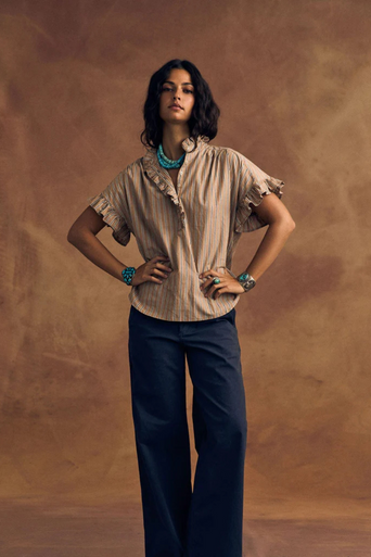 Xirena Brie Toffee Stripe Top full body