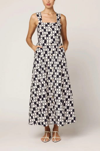 Cleobella Annette Ankle Dress front, hands in pockets