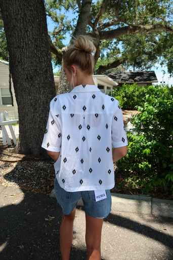 Velvet Macy Embroidered Button-down Top back