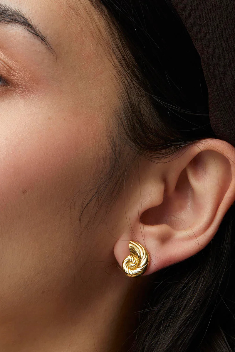 Lele Sadoughi Nautilus Shell Stud Earring on ear