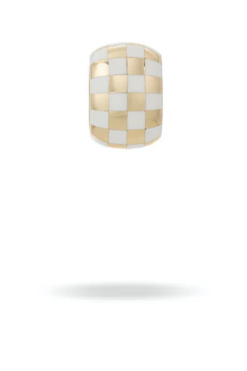 Adina Reyter White Ceramic Checker Big Bead close up
