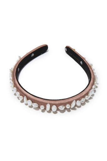 Lele Sadoughi Gigi Pearl Treasure Headband laid flat