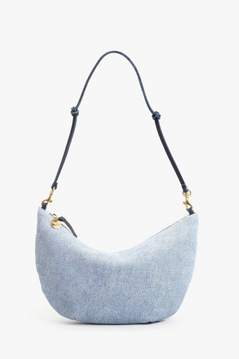 Clare V Lune Denim Suede Bag front