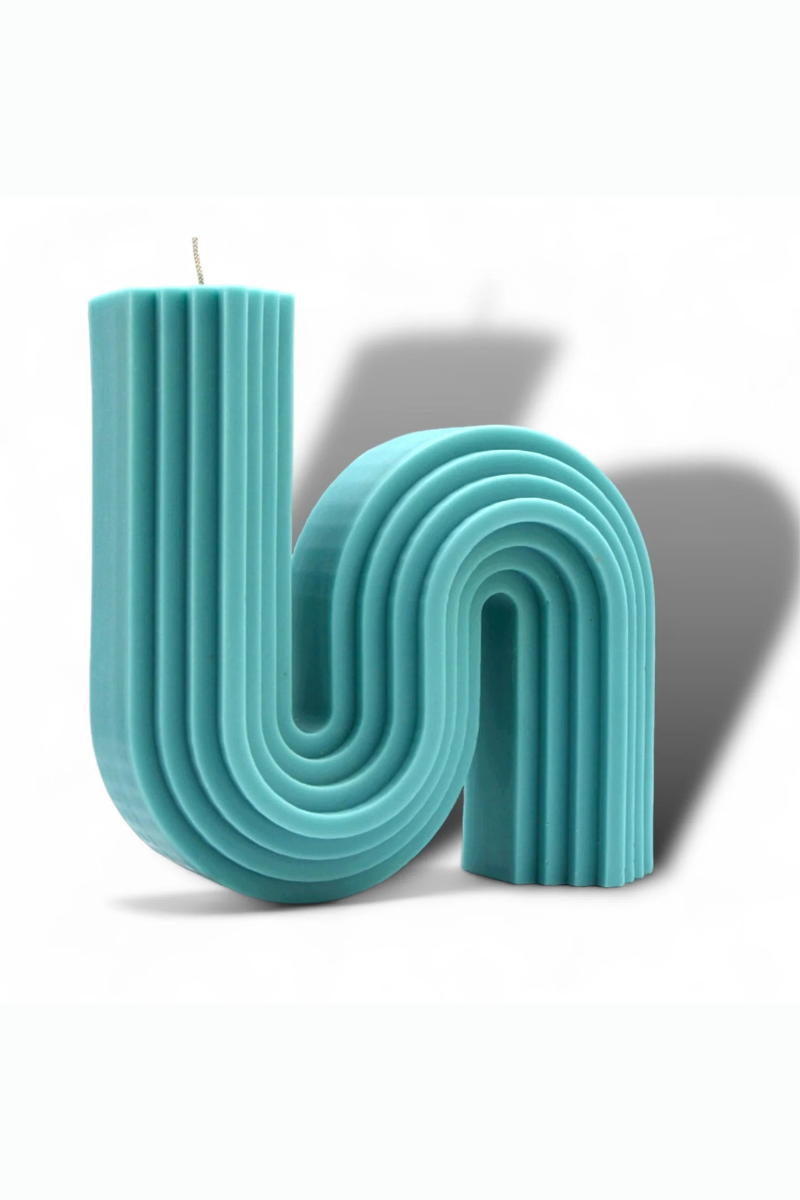Davie Ocho 70s Candle Beeswax Soy in Teal full view