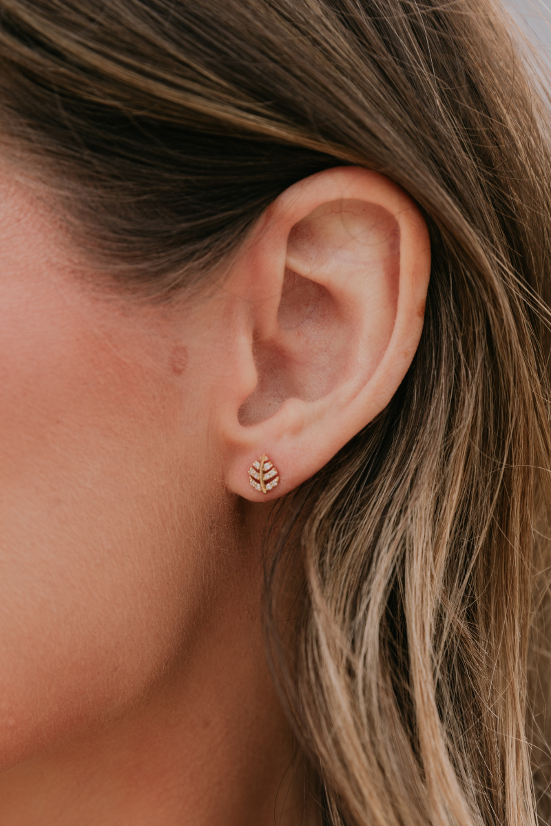 Rachel Reid Diamond Palm Leaf Stud Earring