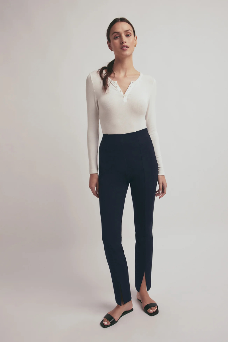 Favorite Daughter the Henley Ribbed Long Sleeve front