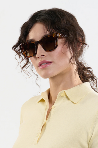 Krewe Celeste Maple and Crystal Polarized Sunglasses on heart faces shape