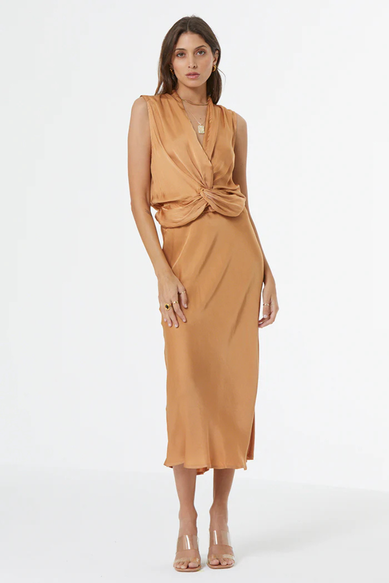 YFB Felicity Midi Skirt in Sunbaked full body