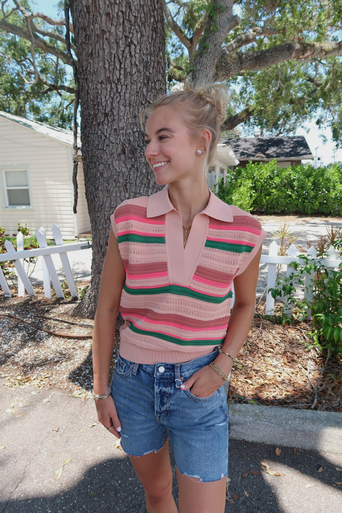 Essentiel Hantwerp Stripe Knit Polo front