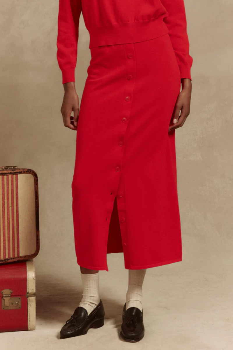 The Great the Button Front Sweater Skirt front