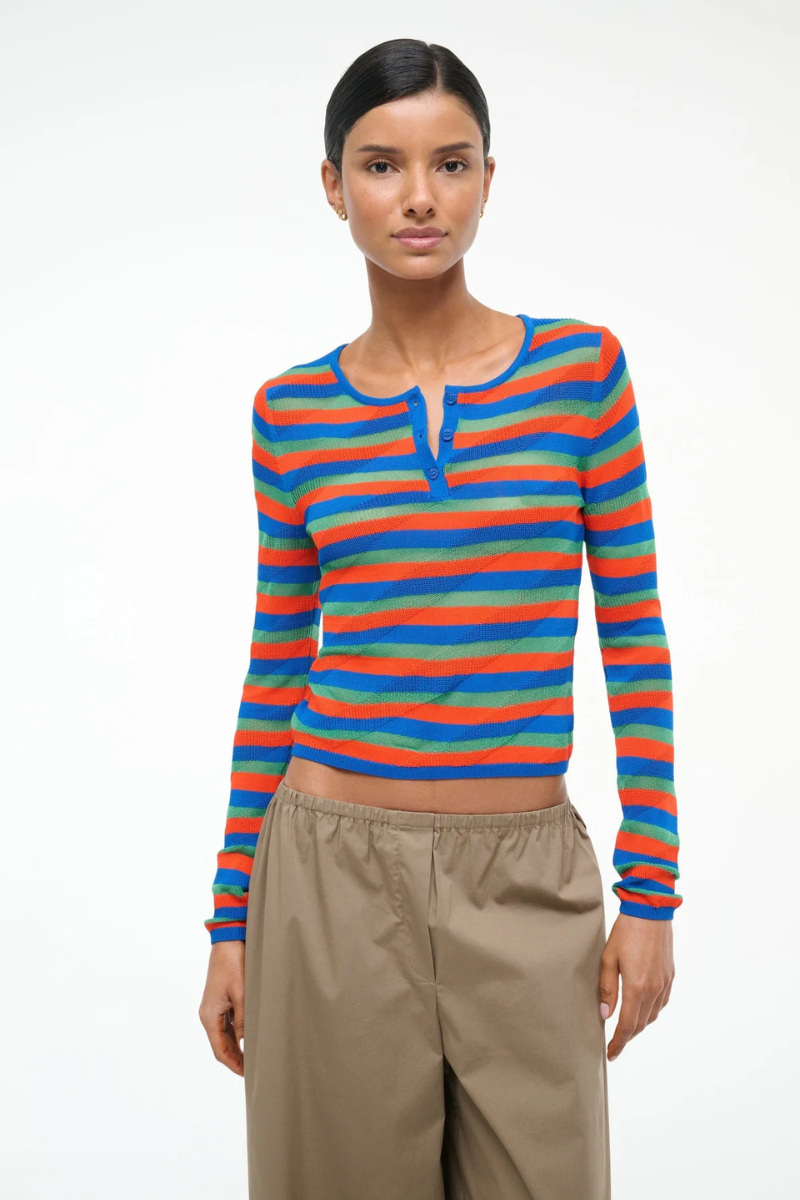 Staud Roscoe Stripe Top front close up