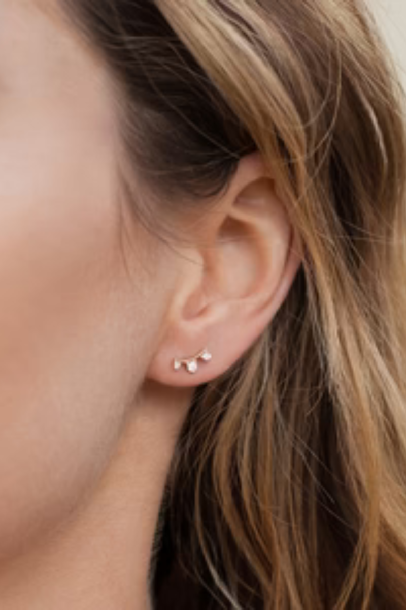 Adina Reyter Three Diamond Amigos Curve Posts on ear