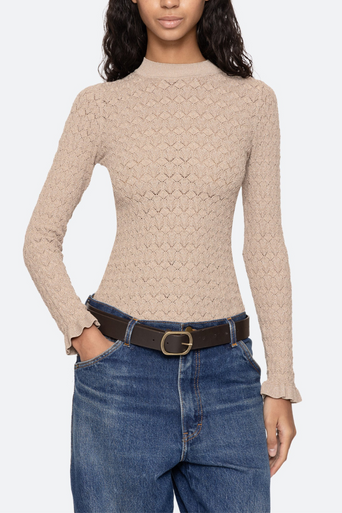 Sea New York Ruby Long Sleeve Top Champagne front view