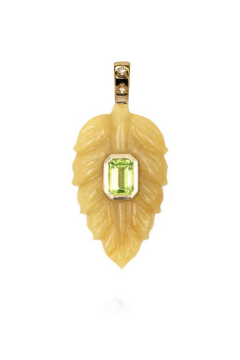 Aventurine Leaf Pendent close up