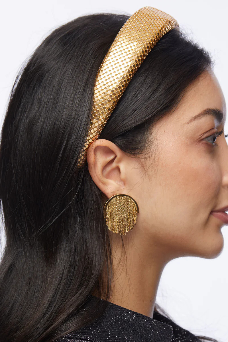 Lele Sadoughi Flapper Button Earring on model