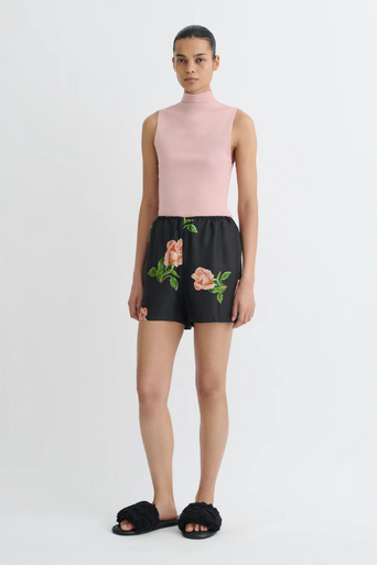 Nanushka Dylla Twill Silk Roses Short front