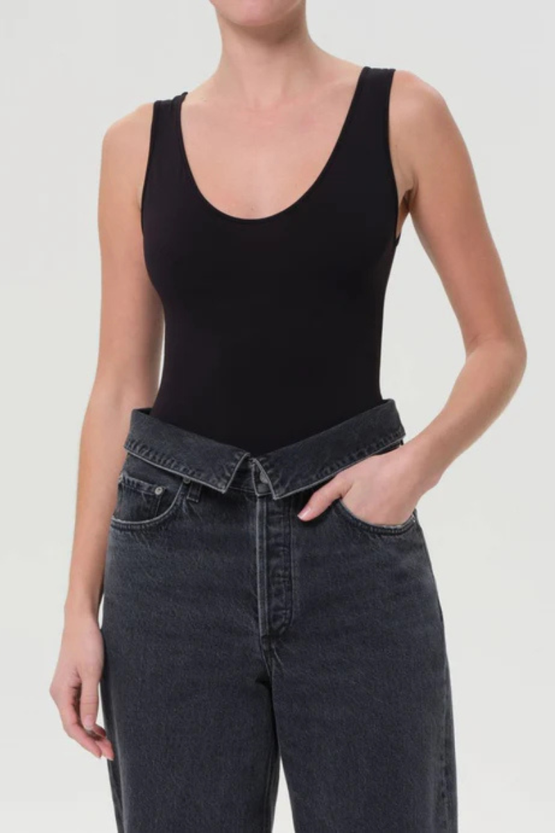 Agolde Tora Tank Bodysuit Black front