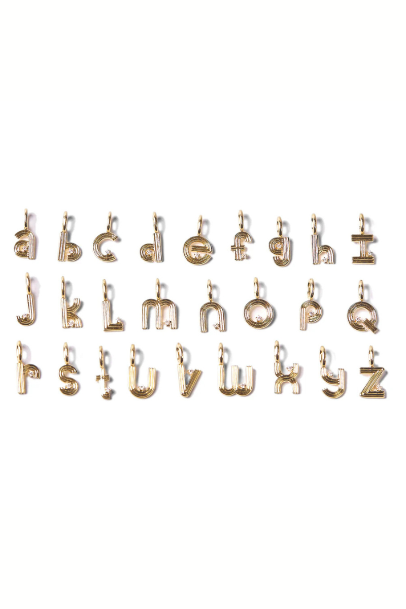 Adina Reyter Groovy Diamond Initial Mini Bead J with other mini-initials
