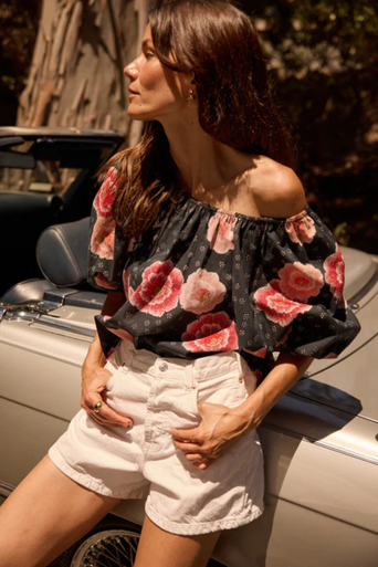 Natalie Martin Ella Top Poppy Print front view
