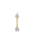 Single Diamond Pear and Round Illusion Stud Earring front